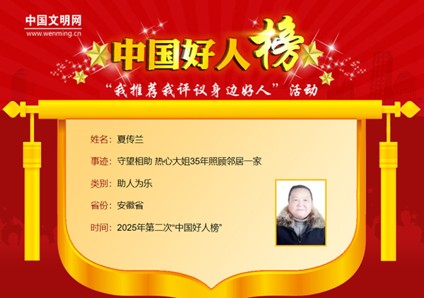 球盟会：安徽10人荣登2025年第二次“中国好人榜”(图6)